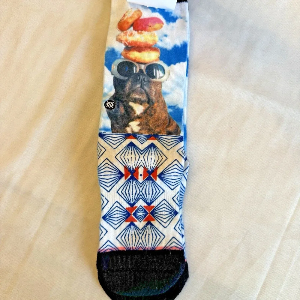 Stance Everyday Tomboy Athletic Socks One‎ Size Crew Dog Sunglasses Donuts Blue